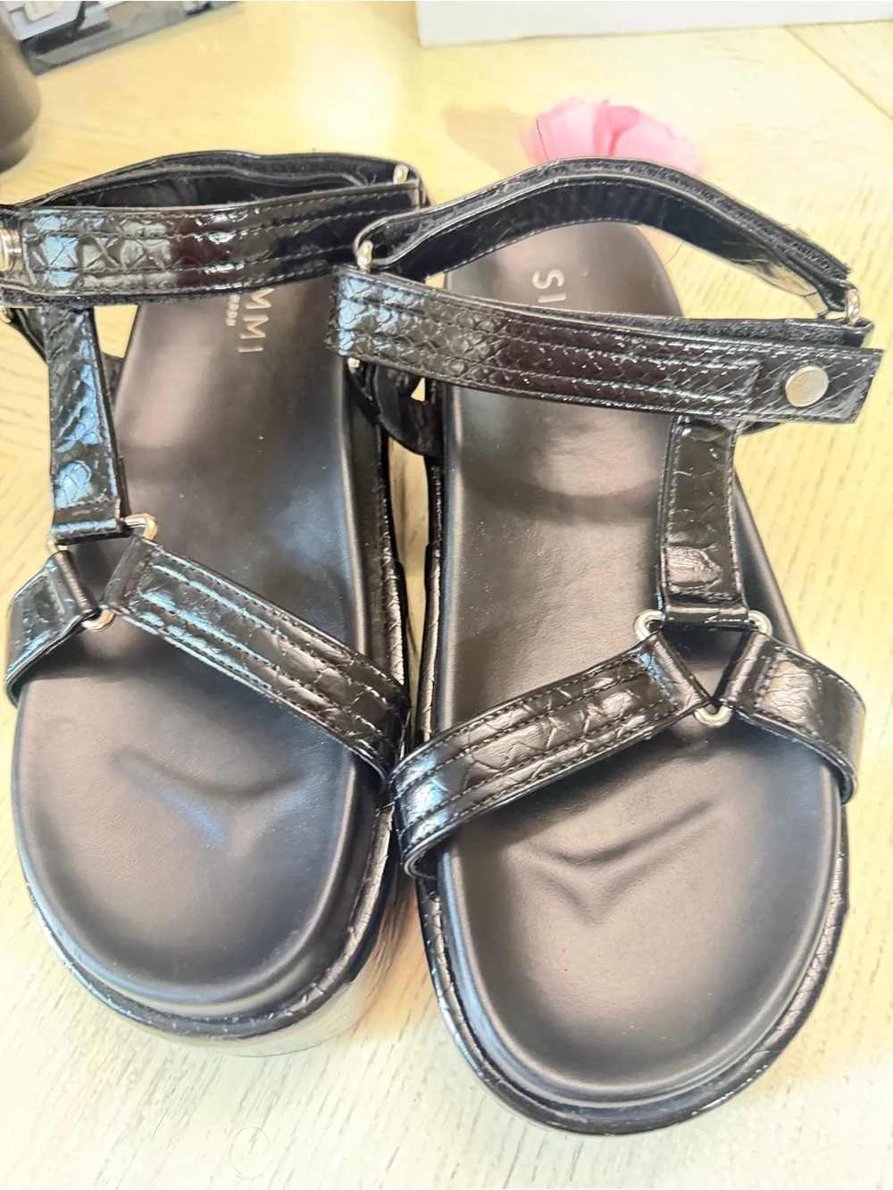 Women's Black Platform Sandal with Ankle Strap